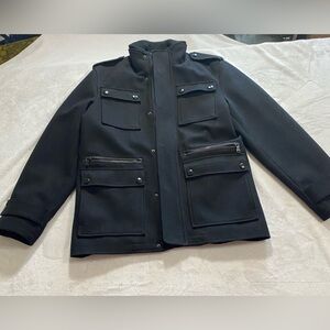 Express Men's Black Military Jacket wool blend jacket size Small Heavy Coat